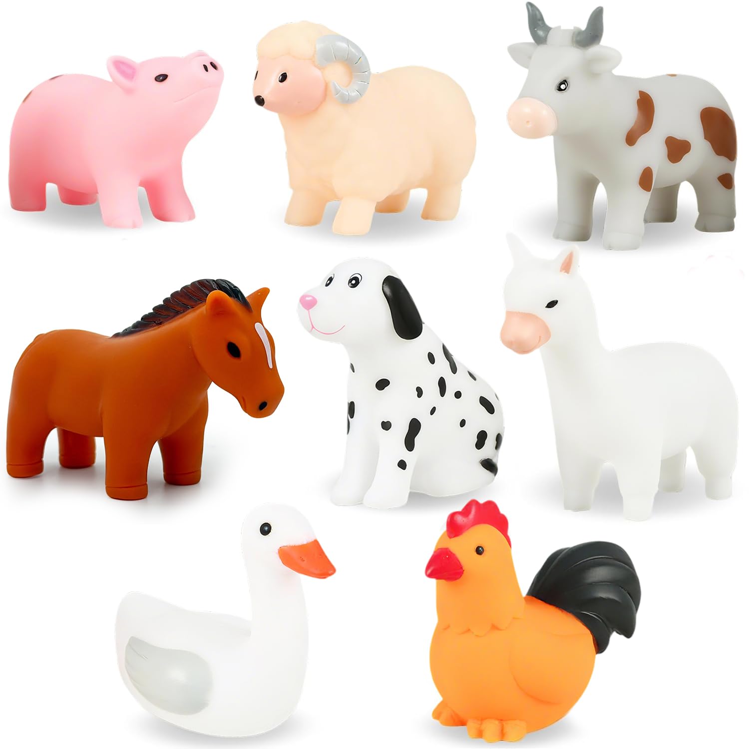 Baby Bath Toys for 1 Year Old - Mould Free Toddler Bath Toys for 1+ 2 3 Year Olds Boys Girls, 8PCS No Hole No Mould Farm Animals Kids Bath Water Toys with Bath Toy Storage Mesh Bag