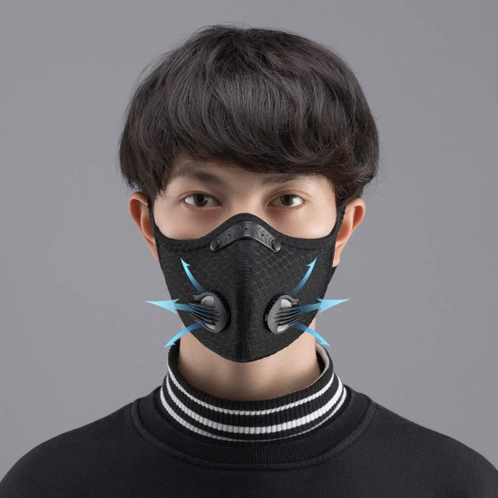 Dust 𝐌𝐀𝐒𝐊 mit 2 Valves Sports Face Mαsk- Anti Air Pollution Smoke mαsk - Reusable Face mαsk, Air Filter mαsk, Activated Carbon Dustproof Sport mαsk for Outdoor（Black）