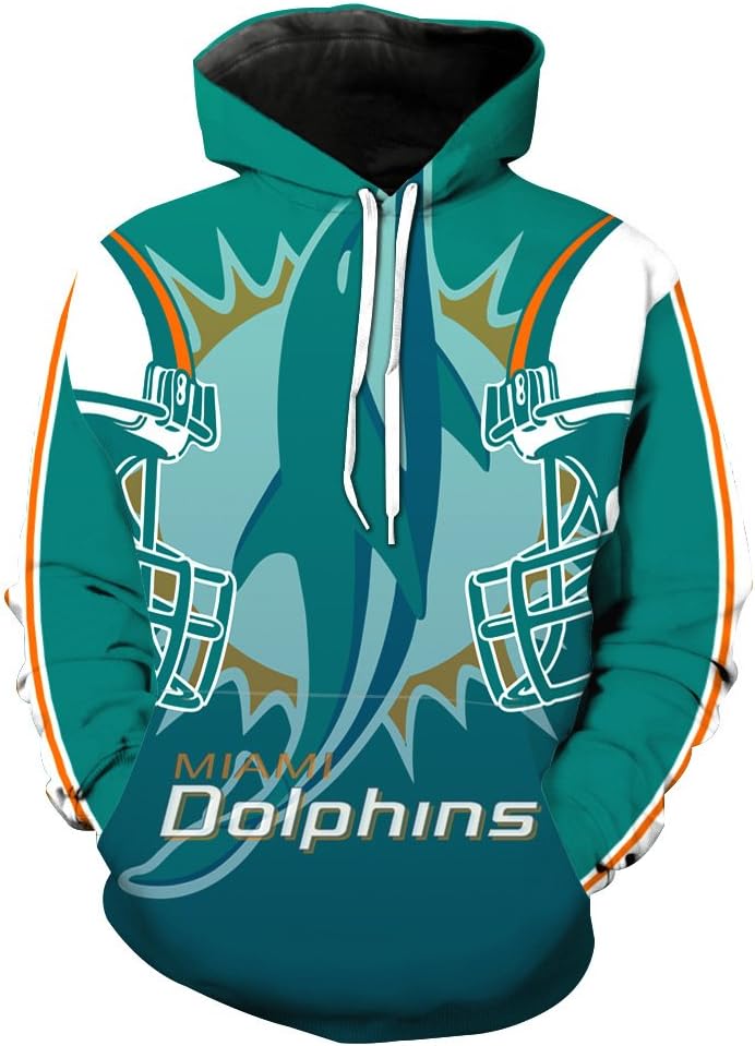 Icer Brands NFL Mens Team Logo Long Sleeve Hoodie Pullover Sweatshirt Tie Neck