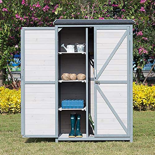 Bels Gartenschrank FüR Den AußEnbereich Holz Grau, DoppeltüR GeräTehaus Gartenschrank Montage AußEnlagerschrank 1000… – Bild 5