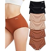 Tichati 6 Pack Womens Underwear High Waisted Seamless Breathable Full Coverage Briefs No Show Ladies Panties