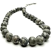 Kapobia Elegant 8mm Jasper Map Agate Handmade Tasbih – Gemstone Muslim Prayer Beads, Metal Tassel with Special Case | Islamic Gifts for Dhikr, Namaz, Meditation