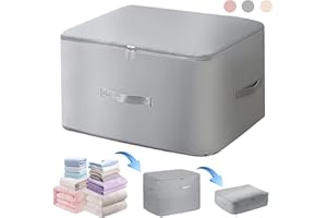 TPTAL Ultra Space Saving Self Compression Organizer, Heavy Duty Moving Bags, Storage Tote for Space Saving, Self Compression Moving Large Capacity Organizer Bag for Comforters (Grey, XL (54 * 42 * 60CM))