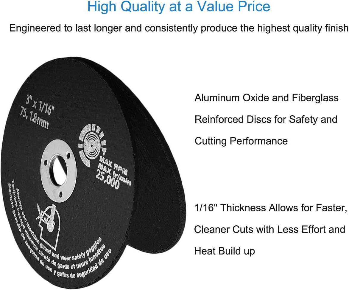 M-jump 10 PCS CUT OFF WHEELS 3" x 1/16" x 3/8" - For Cutting All Steel and Ferrous Metals.10-Pack: Home Improvement