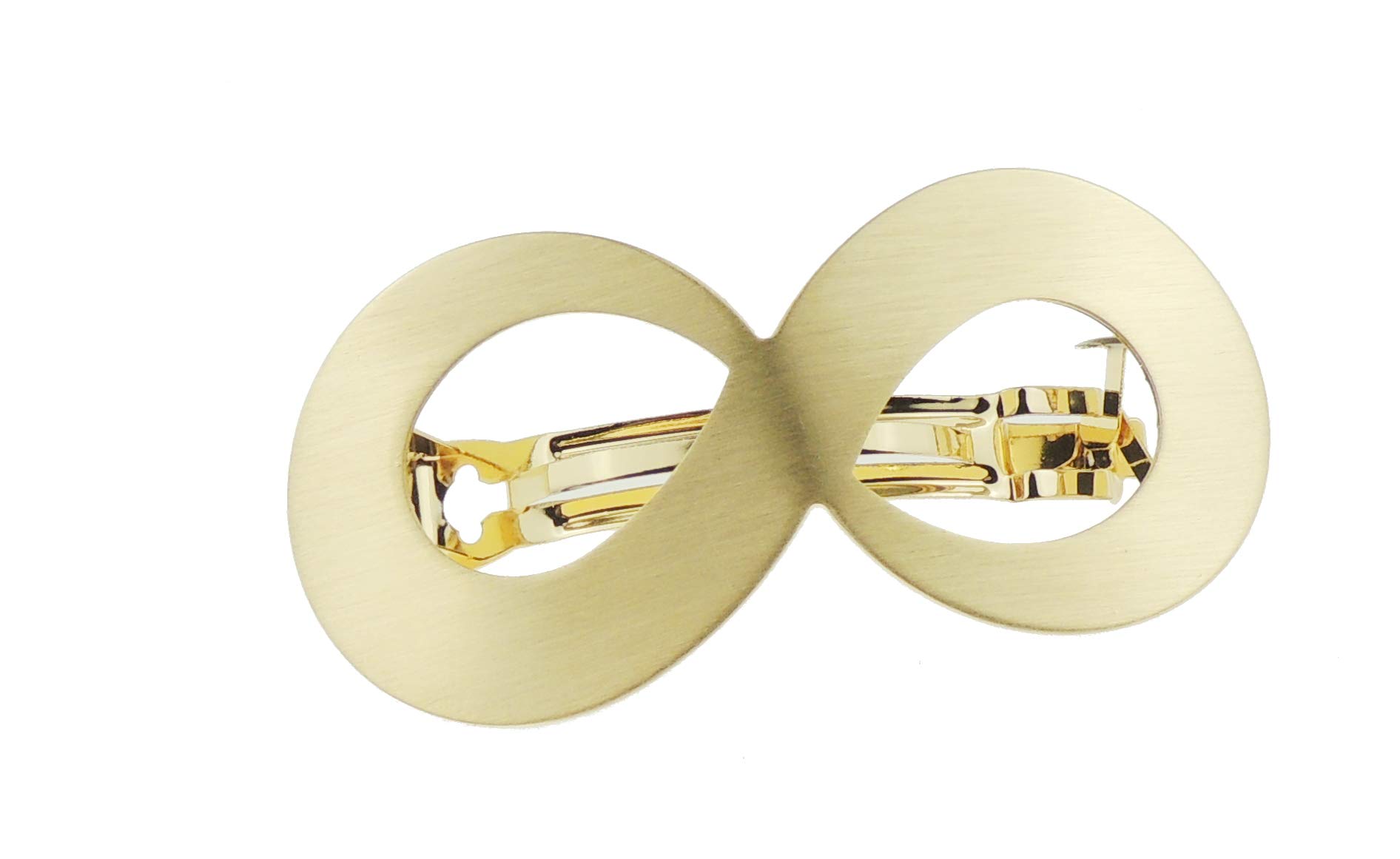 Womens Girls Shiny Modern Boho Metal Wedding Birthday Party Evening School Ponytail Fine Medium Hair Accessories Occasion Barrette Hairpin Grip French Spring Clip Oblong Oval Curved (Gold Tone)