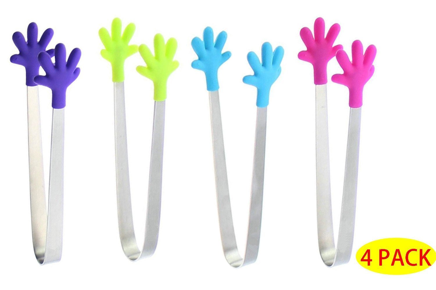 HOSL Mini Tongs with Soft Silicone Hand Shape Tips for Muffins, Pancakes, Cookies, Chocolate 4