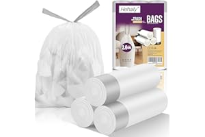 2.6-Gallon Trash Bags Heavy Duty - Heihaily Drawstring Kitchen Garbage Bags for Office/Bathroom, Leak-Proof Design, Odor Control Technology, Small Plastic Bags Clear(60 Count)