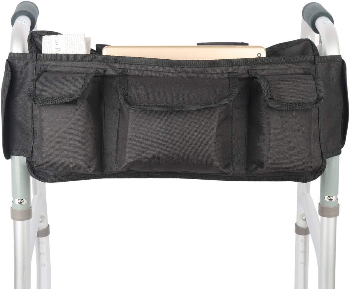 Walker Bag Hand Free Storage Bag Walker Attachment Handicap Basket Pouch for Rollator, Wheelchair, Folding Walkers (Black-Style 2): Health & Personal Care