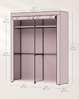 SONGMICS Clothes Wardrobe Portable Fabric Wardrobe with 2 Hanging Rails Lavender view 7