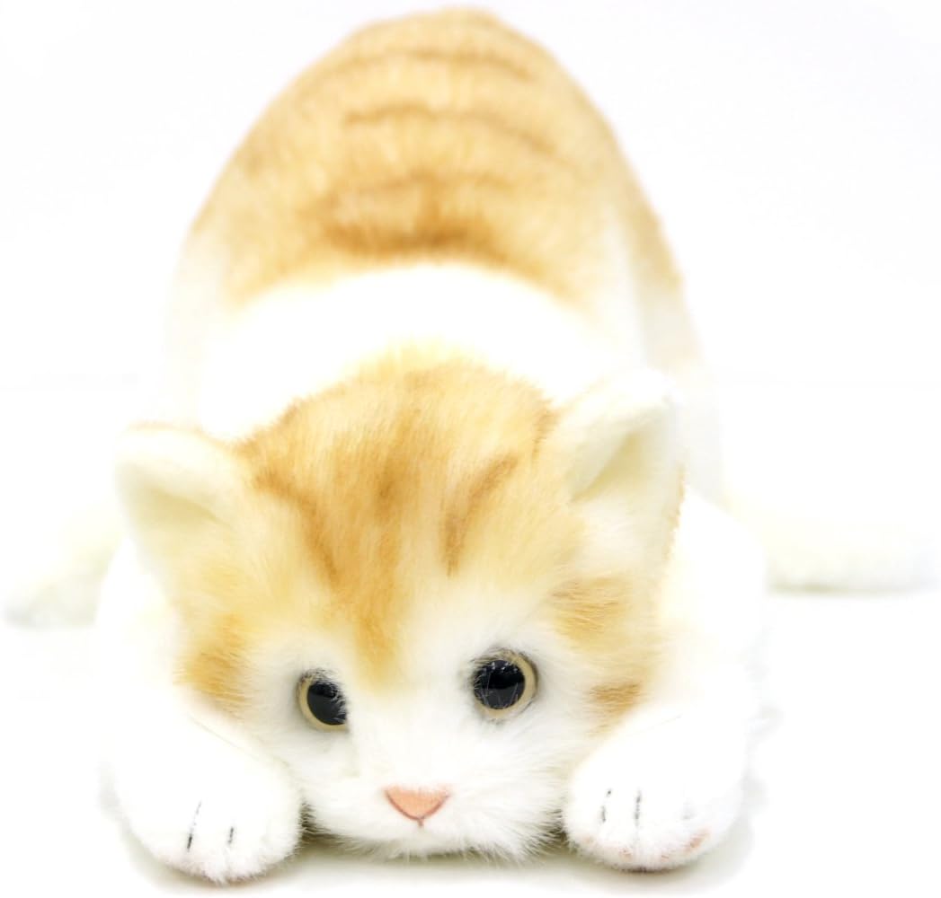 Amazon 日本製 リアルな猫のぬいぐるみ 58cm トラ茶l目明き ぬいぐるみ おもちゃ