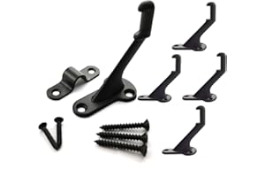 Langdoly Metal Stair Handrail Brackets with Mounting Plate and Screws- Satin Black-Set of 5