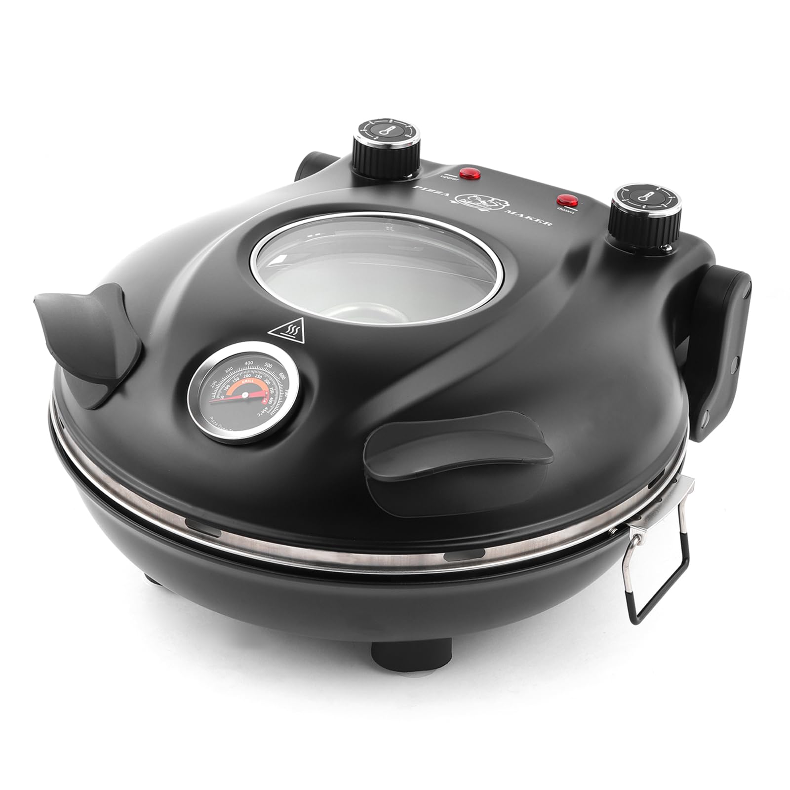 KLAIF Elektrischer Pizzaofen 420 °C, separat regelbare Ober- und Unterhitze, 31 cm Keramik-Pizzastein, 1200 W, Kompakter Pizzaofen für Zuhause, LM-Schwarz