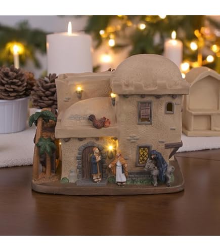 Amazon.com: Dept 56 Little Town Bethlehem Inn Holy Family Star