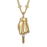 Fettero Dainty Gold Necklace for Women - 14K Gold Plated Hand Pendant Neckalces Gifts for Friends Hand Sign Language Trendy Charm Gesture Necklace Jewelry Gift