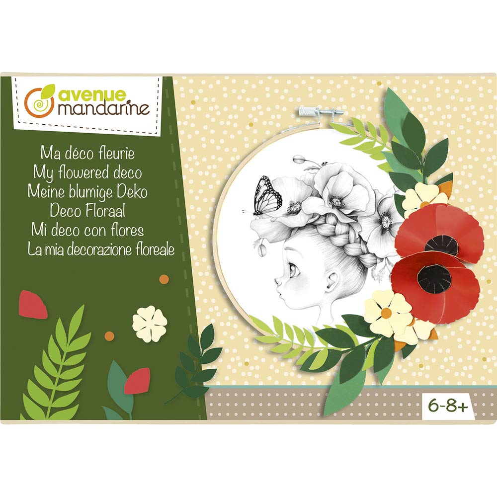 Avenue Mandarine 'My Flowered Deco' Wooden Hoop Ring and Card Activity Box (Ages 6-8+)