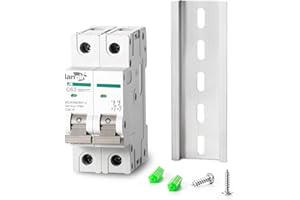 LANGIR 2P DC Circuit Breaker 63A 500V, DIN Rail Mount Solar Disconnect Switch for PV System, Battery, Inverter, RV & Home Electrical Panel