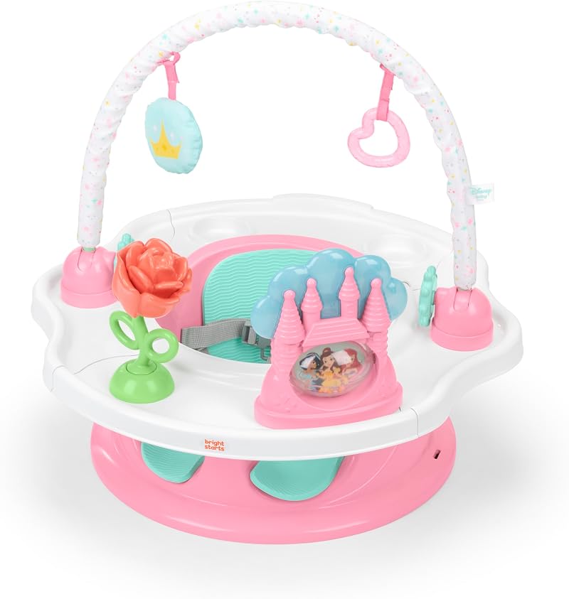 Bright Starts Disney Princess SuperSeat 3-in-1 Baby Seat Pink 6 Toys 4m-4y