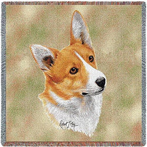 Pembroke Welsh Corgi Lap Square Blanket by Robert May - Herding Group - Gift for Dog Lovers - Tapestry Throw Woven from Cotton - Made in The USA (54x54)