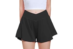 FireSwan Girls Butterfly Shorts Crossover Athletic Shorts with Pockets 2 in 1 Flowy Running Skorts for Teen, Girls, Youth