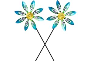 VEWOSTAR 2PCS Wind Spinners for Yard and Garden Outdoor Wind Spinner Metal Small Pinwheels Backyard Decor Wind Sculptures (8.9” W* 31.9” H)
