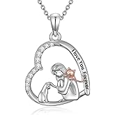 Dorunmo Cat/Mother Daughter/Basketball Necklace 925 Sterling Silver Heart Pendant Sport Necklace Family Jewelry Gifts for Women