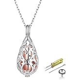 S925 Sterling Silver Cremation Urn Memorial Pendant Necklace with Hollow Urn Cremation Jewelry for Ashes
