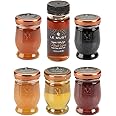Le Must Premium Glass Condiment Assortment Mini Jars (Le Must Preserves, Honey, and Maple Syrup) Pack of 6