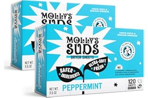 Molly's Suds Fabric Softener Dryer Sheets for Sensitive Skin | Plant-Based Static Reducer, Plastic-Free Packaging | Bundle of
