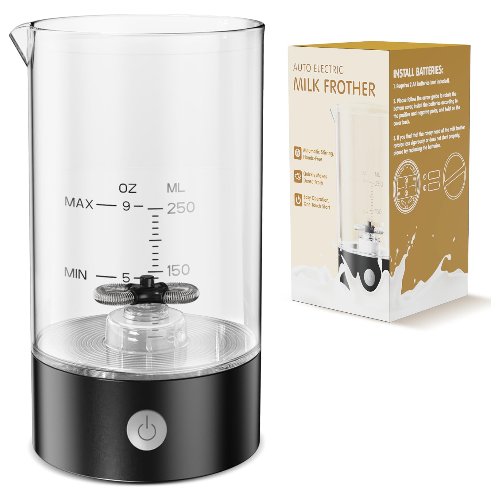 Photo 1 of Electric Milk Frother, 9oz Automatic Cold Foam Maker Coffee Fother Handheld-free, Electric Whisk Drink Mixer for Lattes,Cappuccinos,Macchiato (Light Black)
