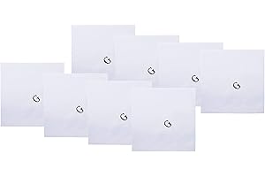 Retreez 8 Pc Pure Cotton Initial Monogrammed Men's Handkerchiefs Hanky Gift Set