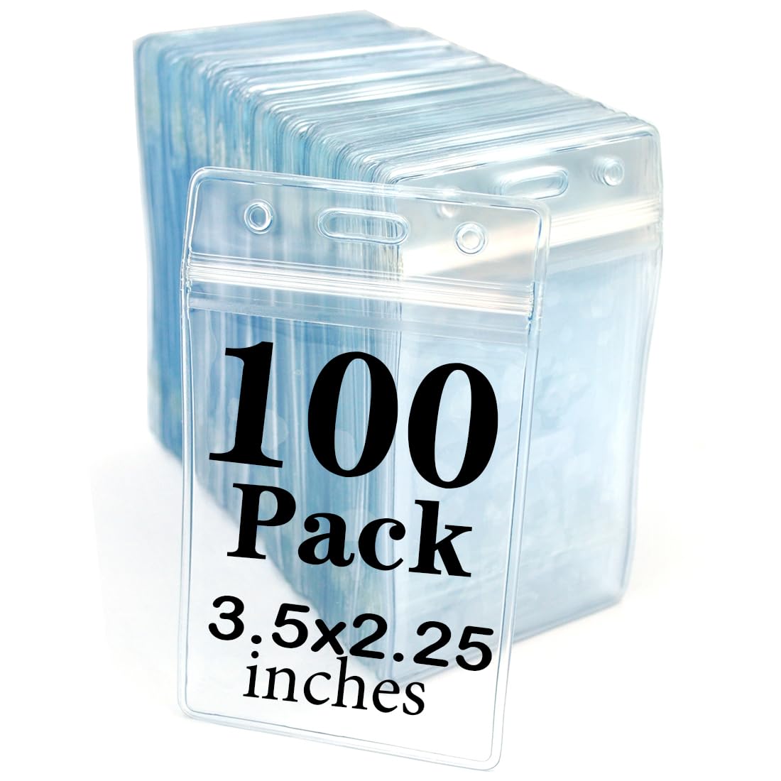 Name Tag Badge ID Card Holders 100 Pack Clear Plastic Vertical Premium Badge Holder