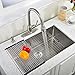 VAPSINT Commercial Durable Real 30 Inch Farmhouse Handmade Stainless Steel 18 Gauge Undermount Single Bowl Stainless Steel Kitchen Sinks, Satin Kitchen Sink with Strainers and Grid