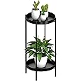 OVICAR Plant Stand Indoor Outdoor - Flower Pot Holder Metal Plant Rack Organizer , 2 Tiers Tall Planter Display Storage Shelf For Home Garden Patio Bathroom Office Living Room Balcony Corner(Black)