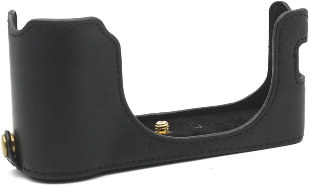 UKABEA Leather Camera Half Case Bottom Case for Fujifilm X100F Digital Camera - Black