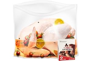 DIMESHY Turkey Brining Bag, 26"×22" 2 Packs Extra Large Brine Bag with 2 Strings Thickened Brining Bag Holds Up to 35 Pounds, Double Zippers Seal Brine Bags for Turkey, Chicken, Beef, Pork, Ham