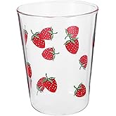 Hemoton Strawberry Glass Cup 3.9 Inch Clear Berry Pattern Tumbler for Milk Tea Juice Water Hot Cold Drinks Home and Office Use