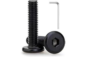 HIRTUOTTER M4 x 15mm 20 Pcs Flat Round Head Hex Socket Cap Screws, 304 Stainless Steel Bolts, Fully Threaded, Black Oxide Finish with hex Wrench, Furniture, DIY, 3D Printing