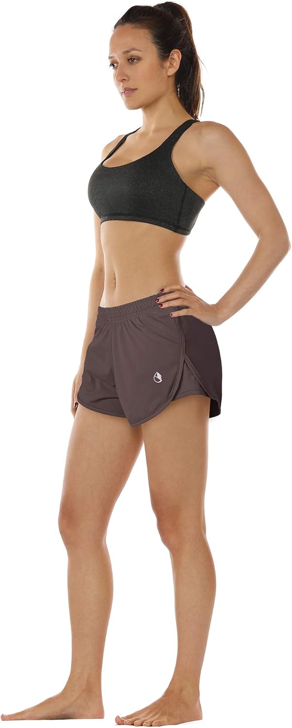 icyzone Workout Shorts Built-in Brief - Women's Gym Exercise Athletic Running Yoga Shorts: Clothing