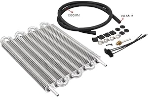LPFIDI 8 Row Aluminum Transmission Oil Cooler Universal 6 Pass Tube and Fin Transmission Cooler Kit