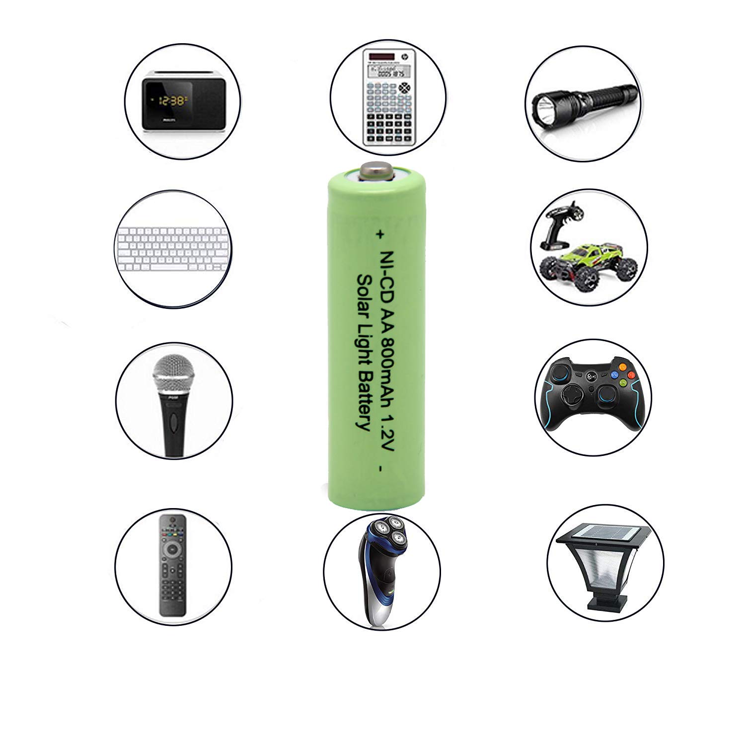 QBLPOWER Nicd AA 800mAh 1.2V Rechargeable Solar Lights Batteries for Garden Lights, Remotes, Mice(Pack of 8)