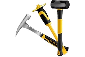 Lasnten 3 Pcs Geology Rock Pick Equipment Kit 33 oz Hammer 3lb Octagonal Hammer 12inch Chisels Tools for Geological Research Exploration, Rock Hounding, Stone Breaking, Prospecting, Mining