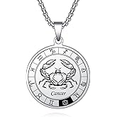COMTRUDE Necklaces 12 Constellation Signs Zodiac Astrology Pendant Medaillon Stainless Steel Jewelry Gifts for Men and Women Birthday