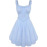 Scarlet Darkness Women Summer Corset Dresses Cotton Mini Sundress Ruffle Strap Dress