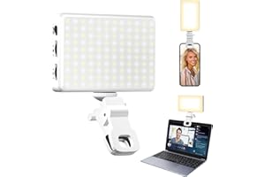 meixitoy 120 LED Selfie Light, 5000Mah Rechargeable Clip Phone Light, Adjusted 3 Light Modes, Selfie for iPhone/Phone/Camera/Laptop/iPad, Camera Lighting for Video Recording, TikTok, Vlog(White)