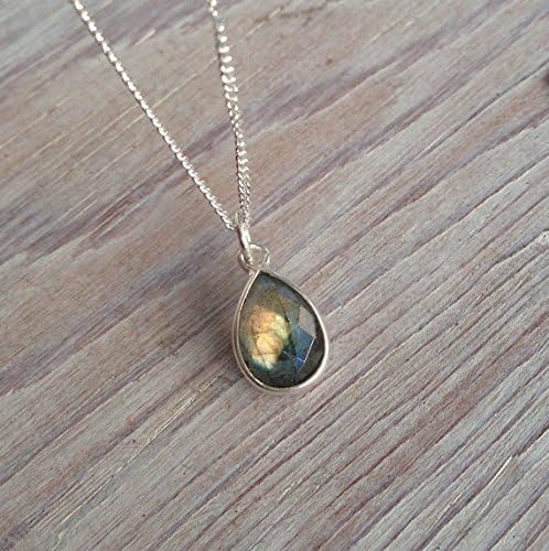 Faceted Labradorite Pendant Solitaire on an 18-inch Sterling Silver Chain-Bridesmaids Necklace-Simple Meditation Pendant