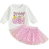 Kayotuas Toddler Baby Girl Birthday Outfit Birthday Girl Shirt and Tutu Skirt Set Cake Smash Outfits 2 Piece Fall Dresses