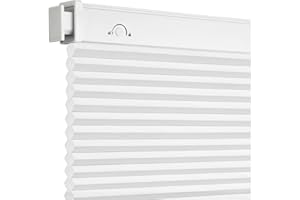 Allesin Zen No Drill Blinds for Windows Blackout Cordless Cellular Shades Honeycomb Blinds Pull Down, Free Stop Easy Install for Home and Office, Light Filtering, White, 46" W x 48" H