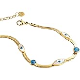 VIEKYBUTTY Women Gold Evil Eye Bracelet - Turkish Ojo Turco Jewelry with Evil Eye Charm, Fashion Protection Bracelet for Party, Dating & Daily Wear