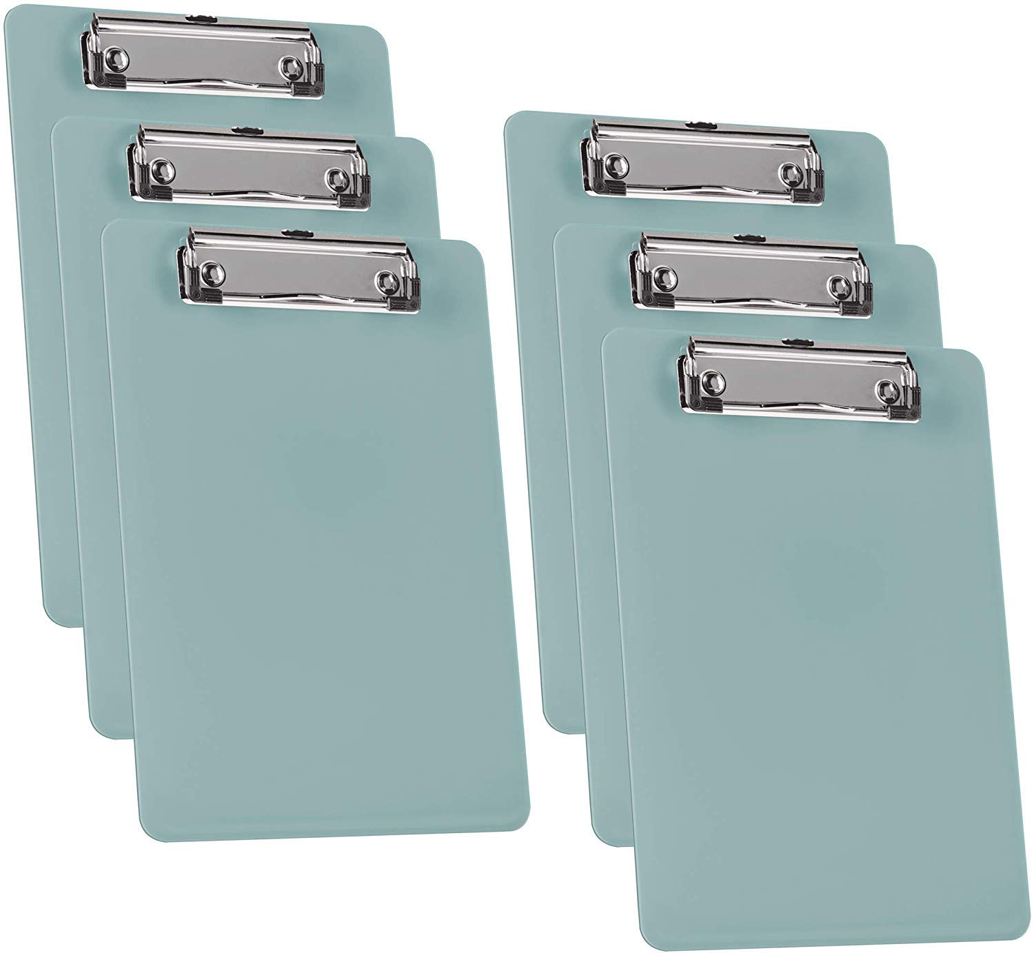 Acrimet Clipboard Memo Size A5 (23,5 cm x 16 cm) Low Profile Clip (Plastic) (Solid Green Color) (6 Pack)
