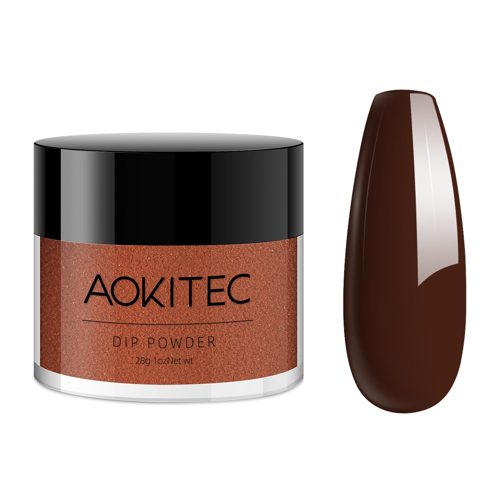 Aokitec 28g Dip Powder Brown Color, Nail Dipping System Pro Collection, French Manicure Starter Kit, DIY Salon Art at Home, Odor-Free & Long-Lasting, No Nail Lamp Needed